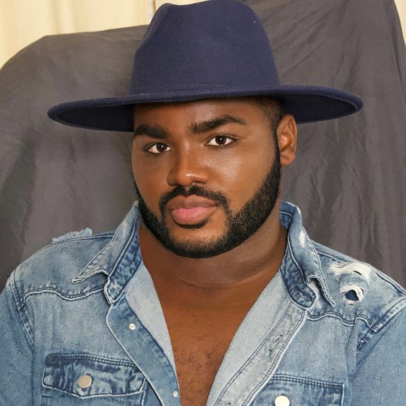 Dark Blue Wide Brim Fedora - Picture 3 of 3